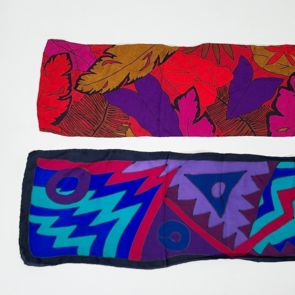 Silk Scarf Set Rectangular DIY Top Bandana abstract floral vintage retro - Picture 6 of 16